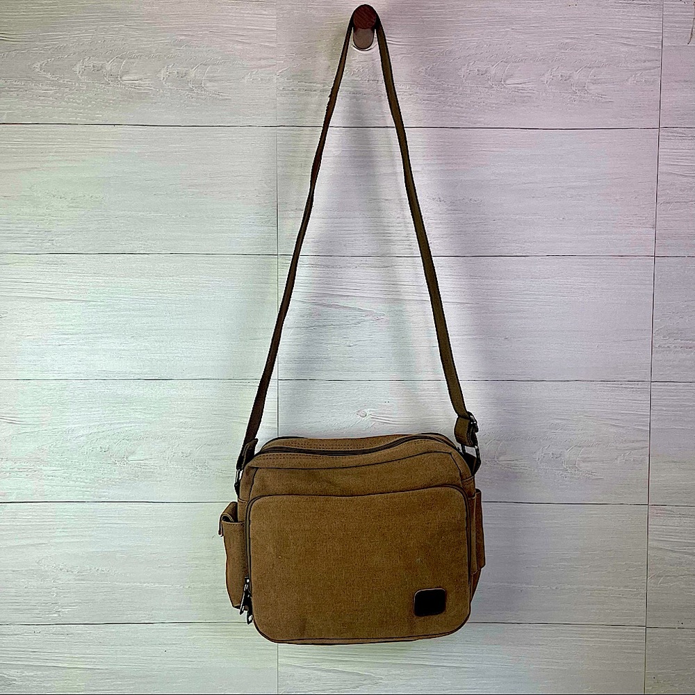 TOPFOX Canvas Multifunctional Messenger Organizational Bag Multi Compartment